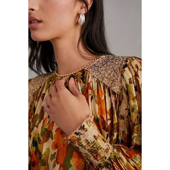 New Anthropologie x Bl-nk Sequin-Embellished Blouse Size S - Picture 3 of 11